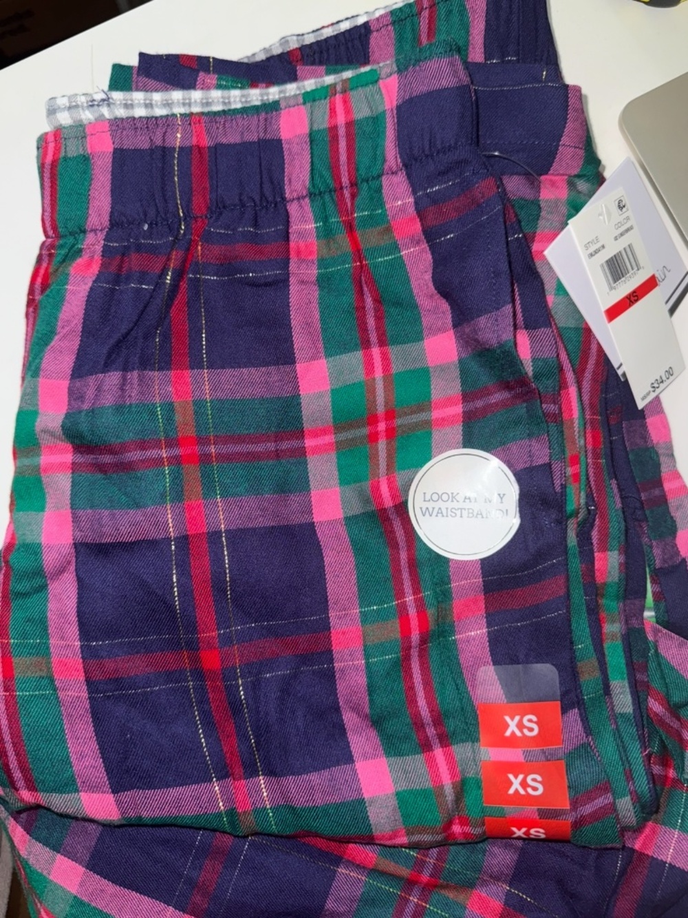 NWT Roudelain Plaid Checkered Sparkle Accent Women's Pajama Pants W/Pockets